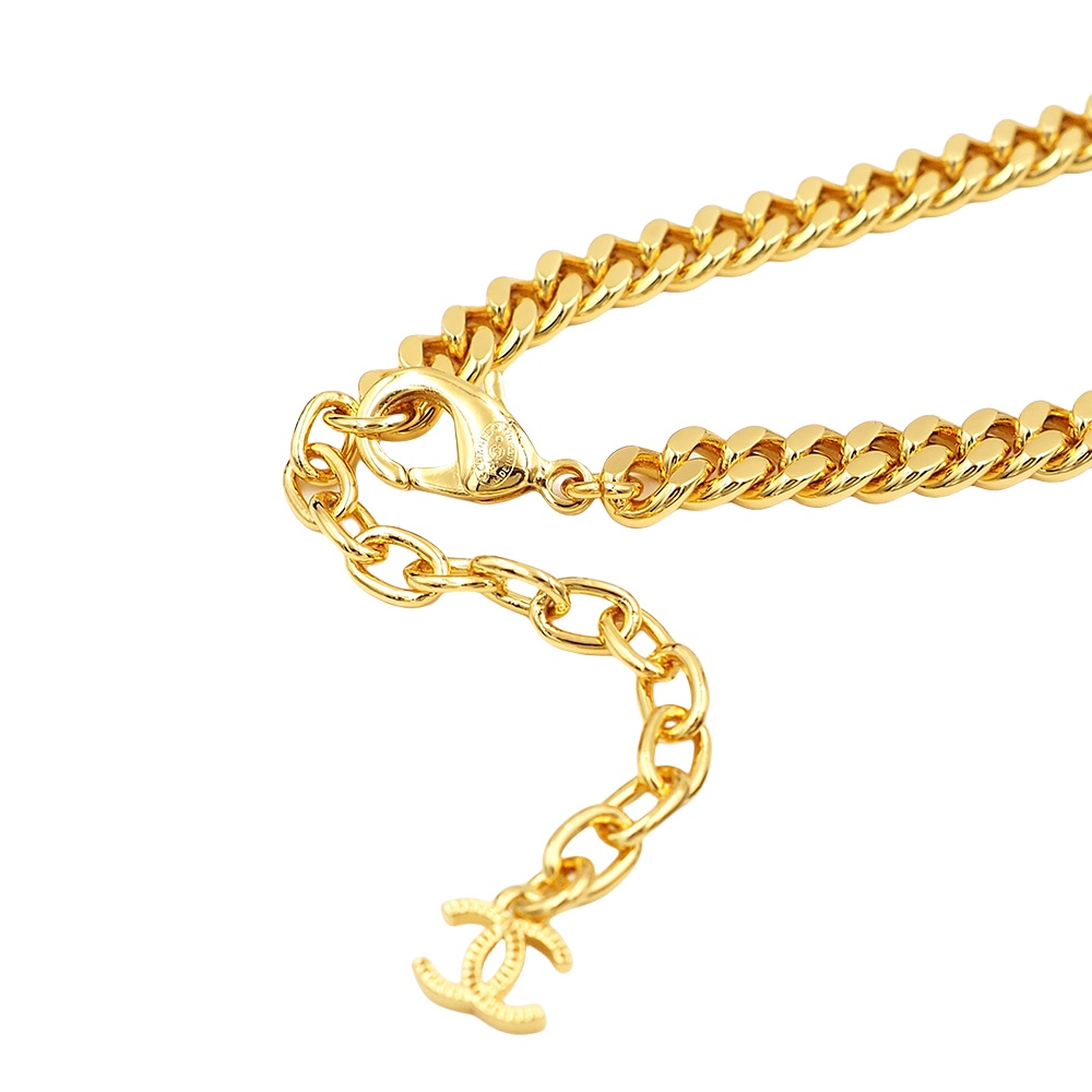 CCN479 CC metal gold chain cc logo pearl pendant necklace - ccjewelryacc