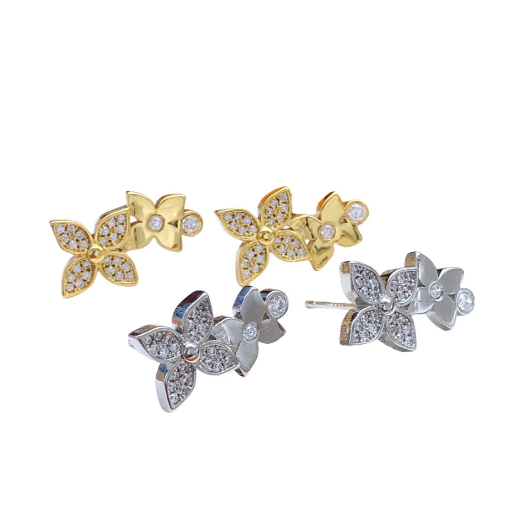 LVE109 L&V monogram diamond stud earrings - ccjewelryacc