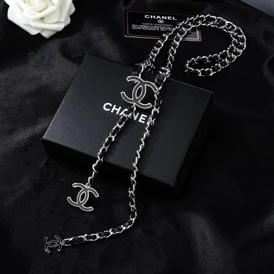 CCW115 Metal and leather chain with cc logo waist chain belt - ccjewelryacc
