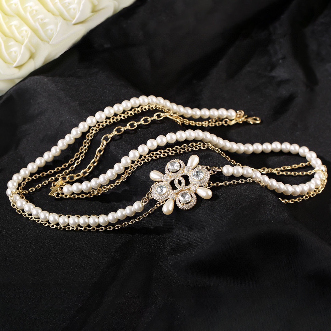 CCW026 Metal leather pearl CC Waist chain belt - ccfashionjewelry