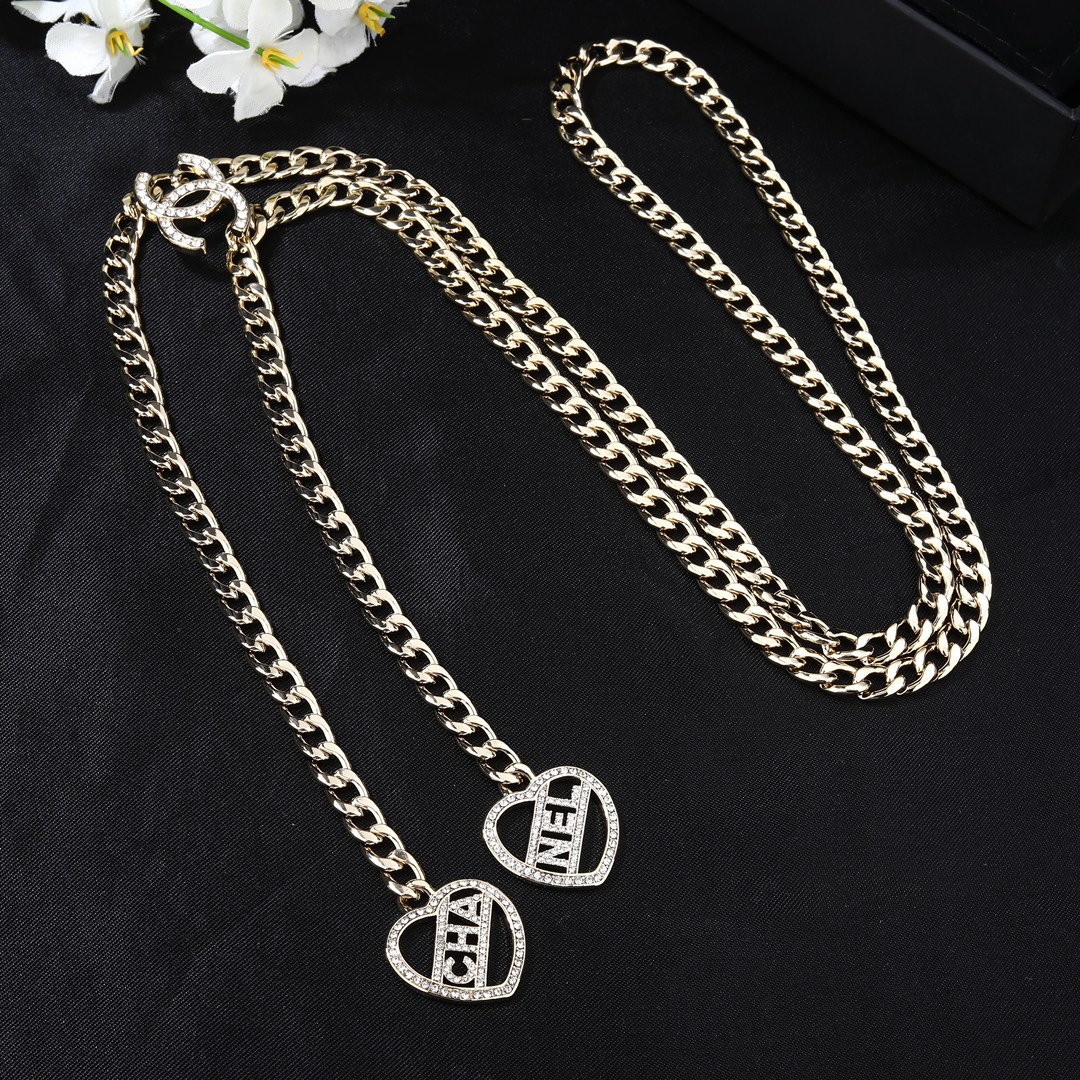 CCW016 Metal chain with heart charms CC Waist chain belt - ccjewelryacc