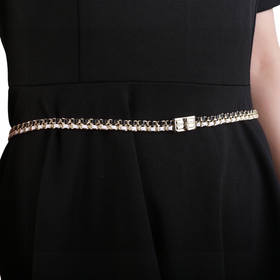 CCW092 Gold Metal and leather chain cc belt - ccjewelryacc