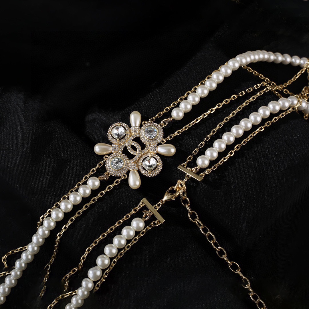 CCW026 Metal leather pearl CC Waist chain belt - ccjewelryacc