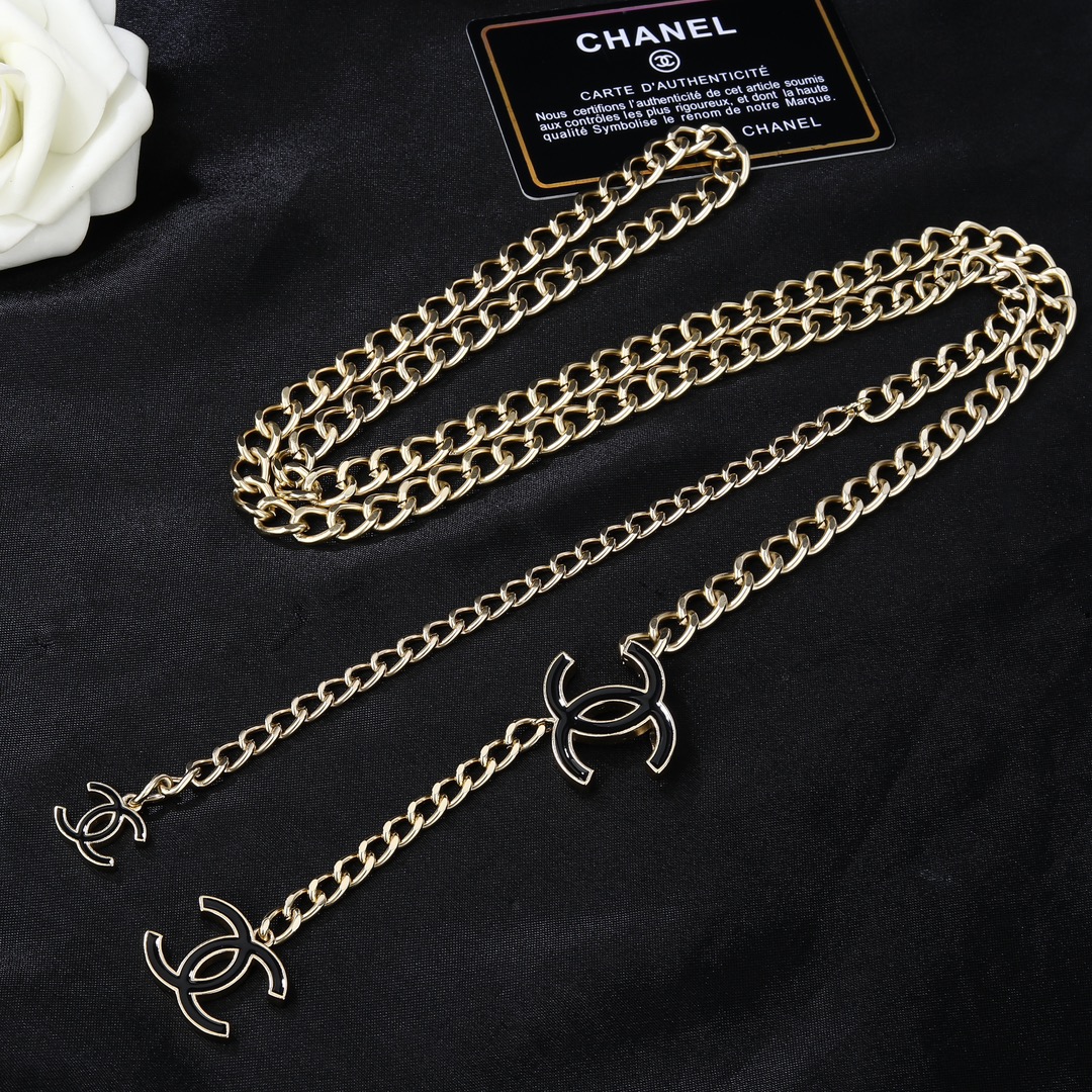 CCW001 Metal chain and enamel cc logo waist chain belt - ccjewelryacc