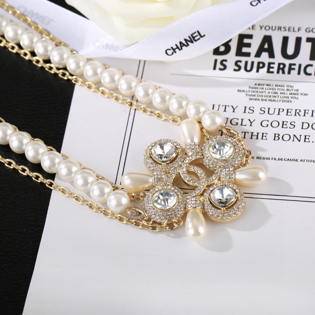 CCW026 Metal leather pearl CC Waist chain belt - ccjewelryacc