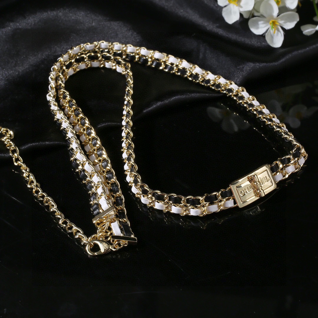 CCW092 Gold Metal and leather chain cc belt - ccjewelryacc