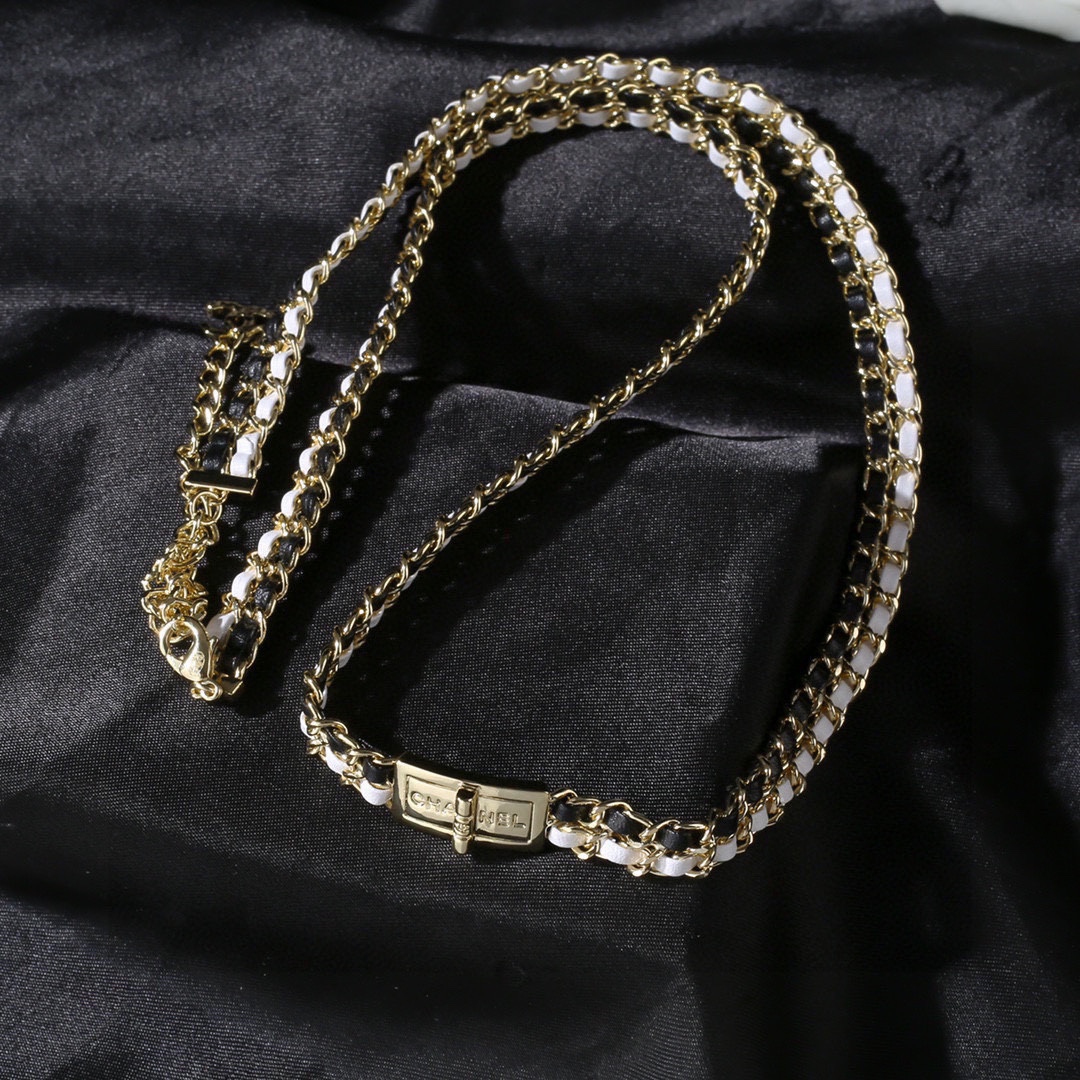 CCW092 Gold Metal and leather chain cc belt - ccjewelryacc