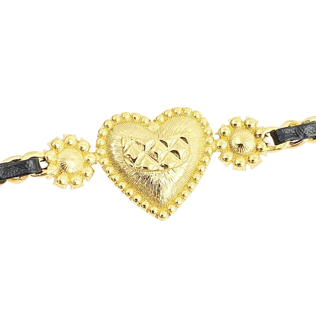 CCW080 CC plaid pattern heart metal and leather waist Chain Belt - ccjewelryacc