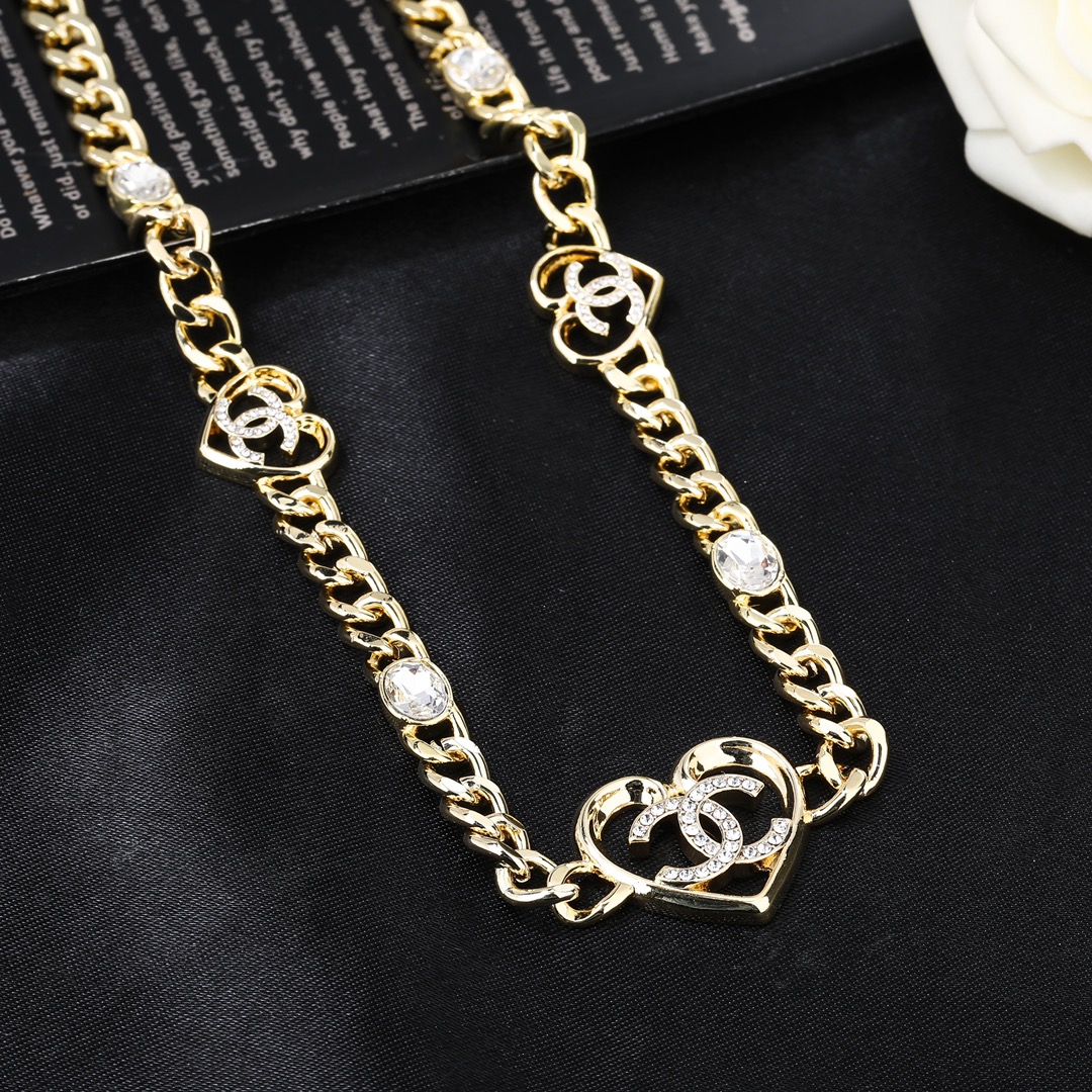 CCW106 Metal chain and 3 cc logo heart motif waist chain belt - ccjewelryacc