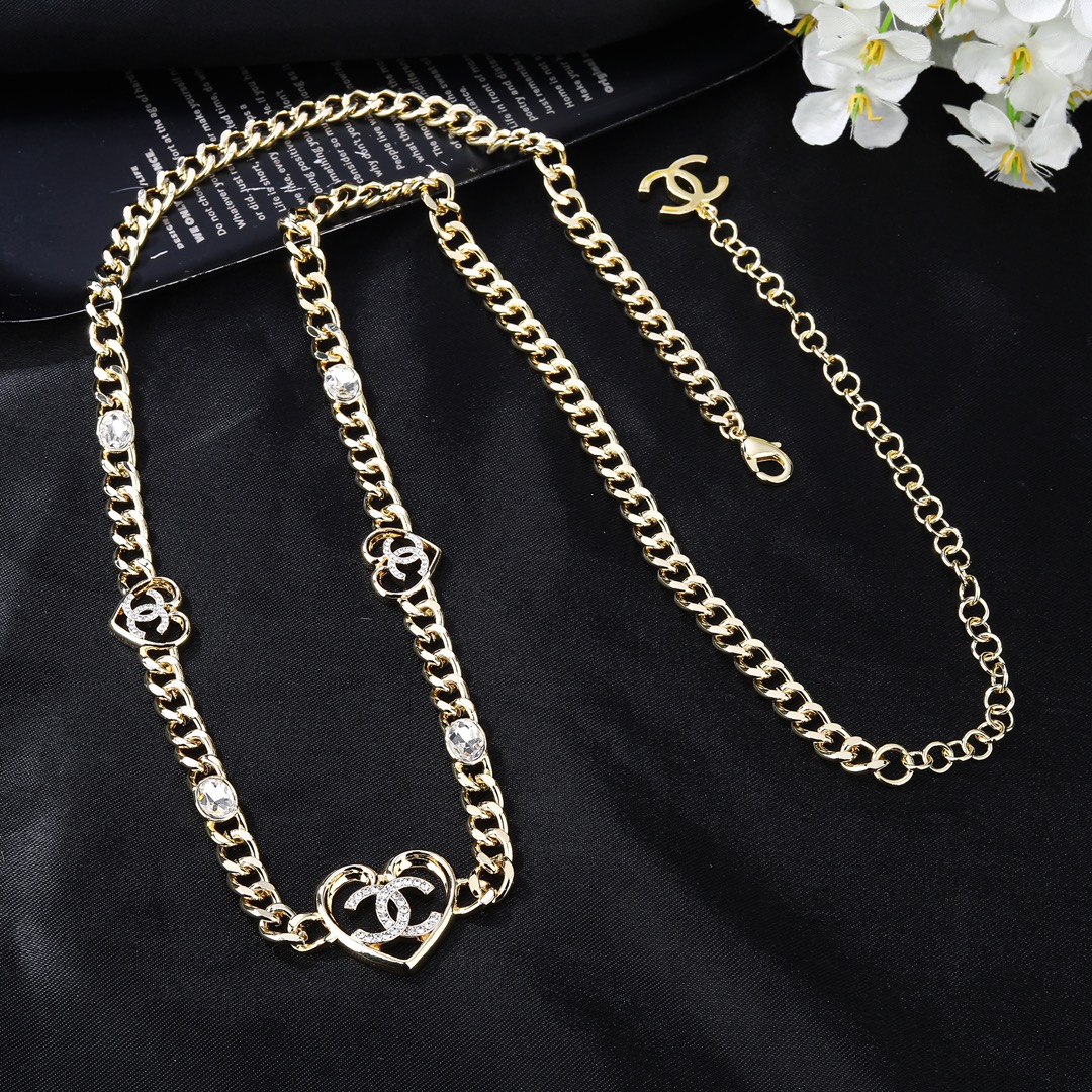 CCW106 Metal chain and 3 cc logo heart motif waist chain belt - ccjewelryacc