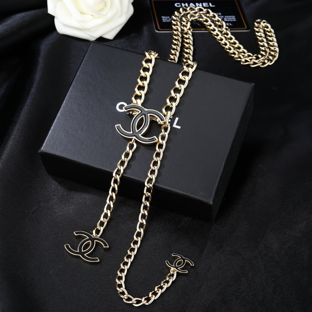 CCW001 Metal chain and enamel cc logo waist chain belt - ccjewelryacc