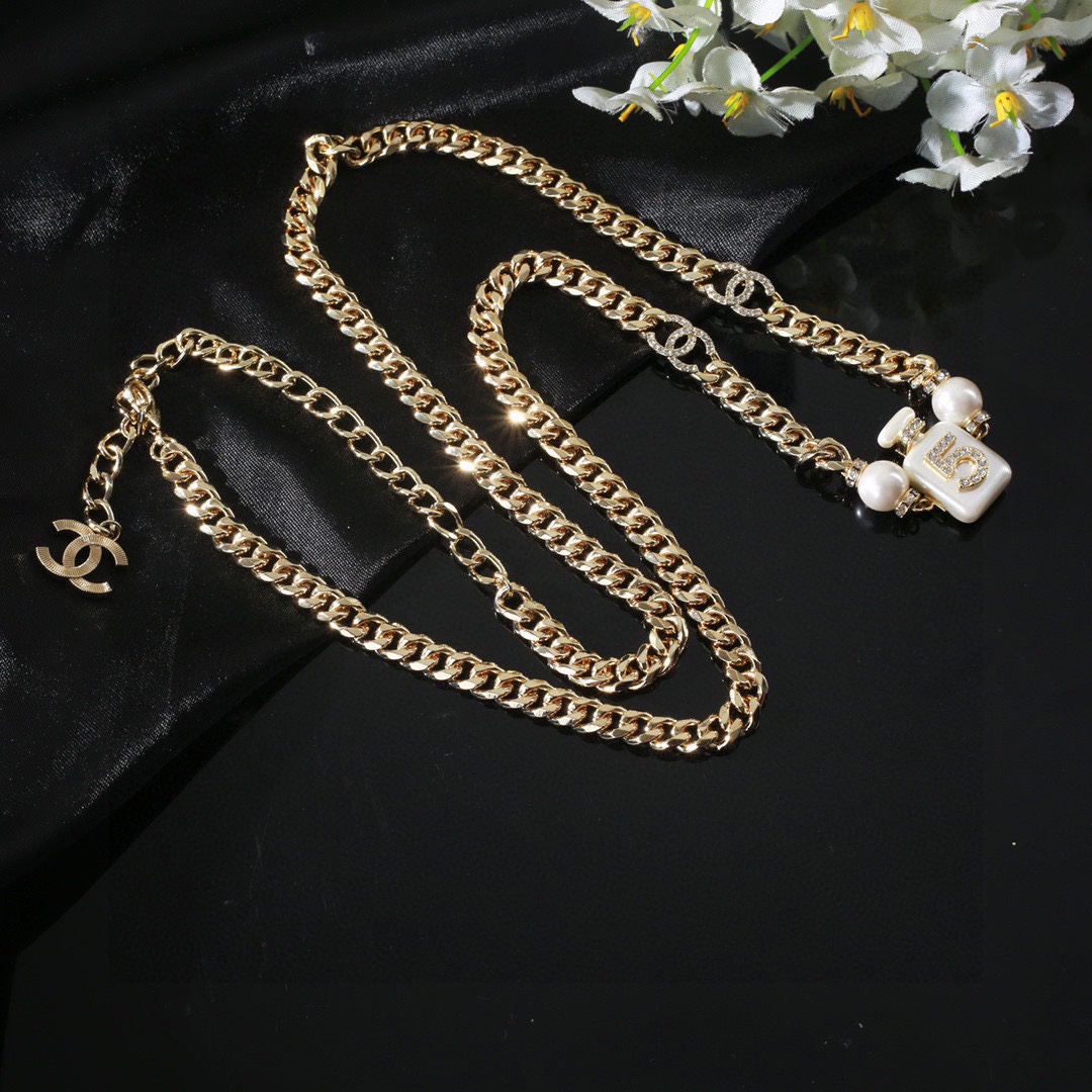 CCW116 Metal chain and No 5 perfume bottle waist chain belt - ccjewelryacc