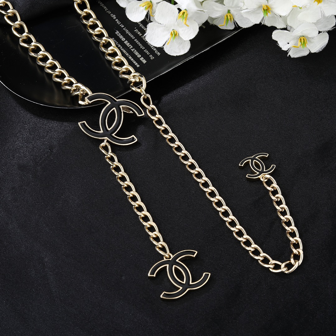 CCW001 Metal chain and enamel cc logo waist chain belt - ccjewelryacc