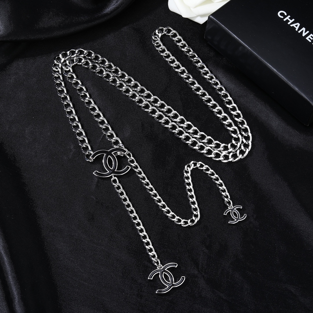 CCW001 Metal chain and enamel cc logo waist chain belt - ccjewelryacc