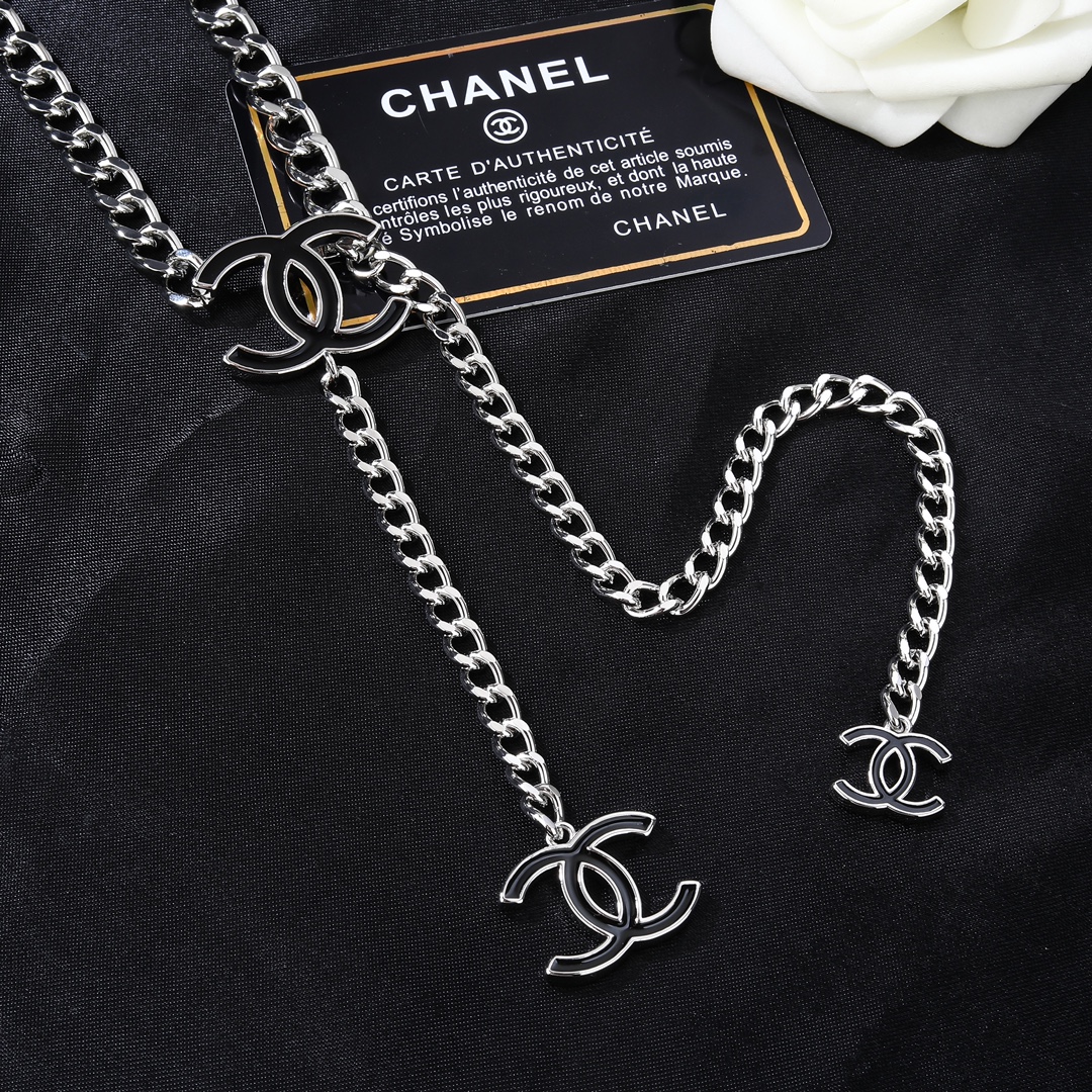 CCW001 Metal chain and enamel cc logo waist chain belt - ccjewelryacc