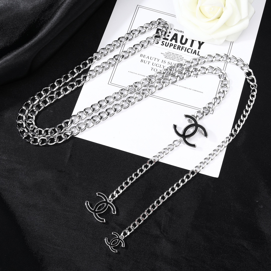 CCW001 Metal chain and enamel cc logo waist chain belt - ccjewelryacc