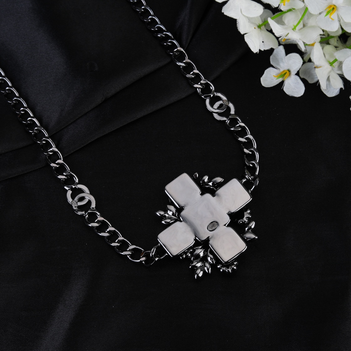 CCW107 Black Metal chain flower cc logo waist chain belt - ccjewelryacc