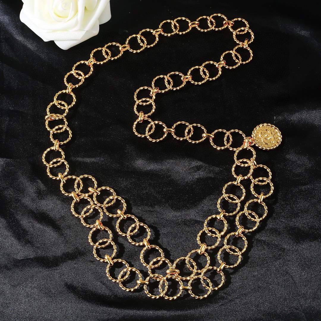 CCW084 vintage CC gold chain belt - ccjewelryacc