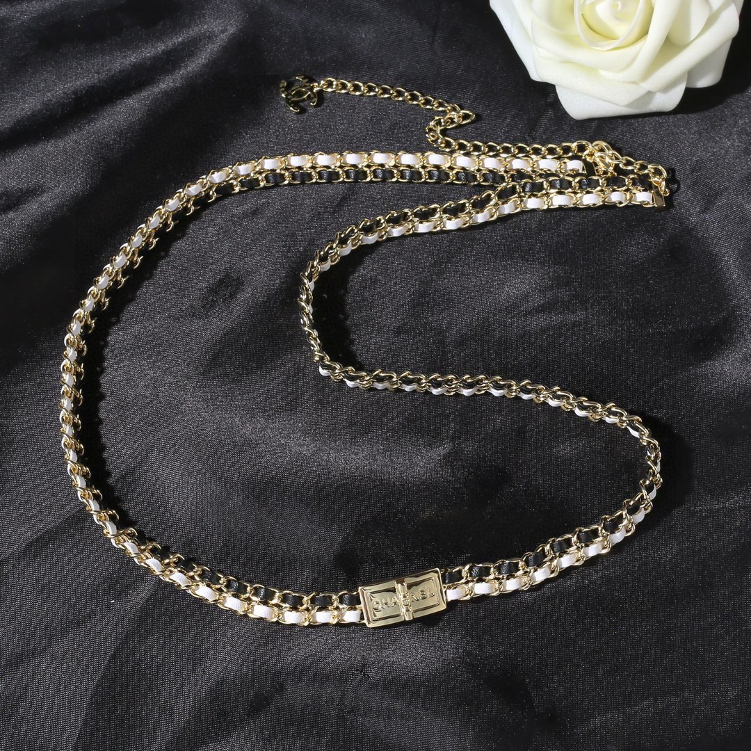 CCW092 Gold Metal and leather chain cc belt - ccjewelryacc