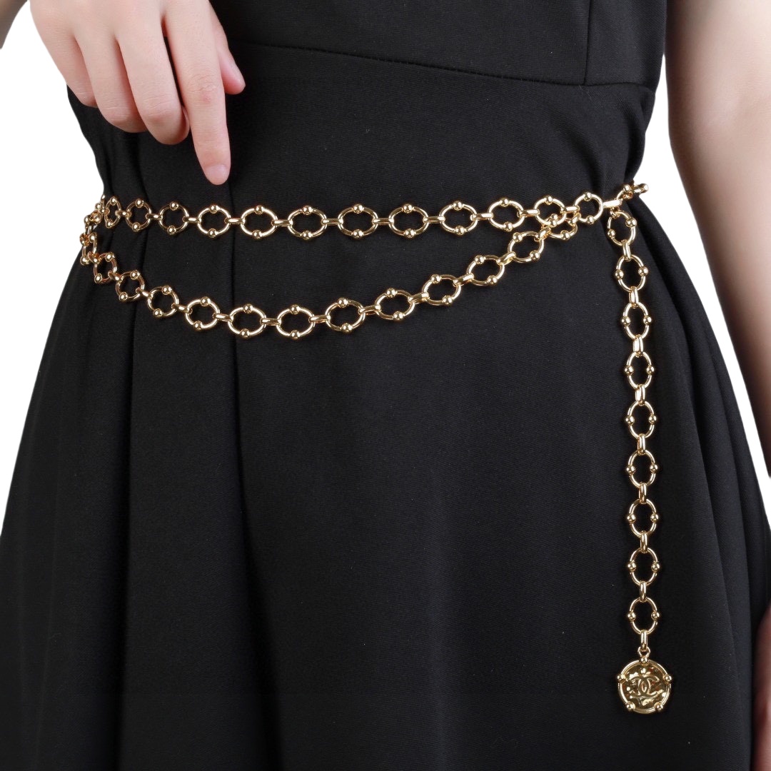 CCW083 Vintage gold chain belt cc logo - ccjewelryacc