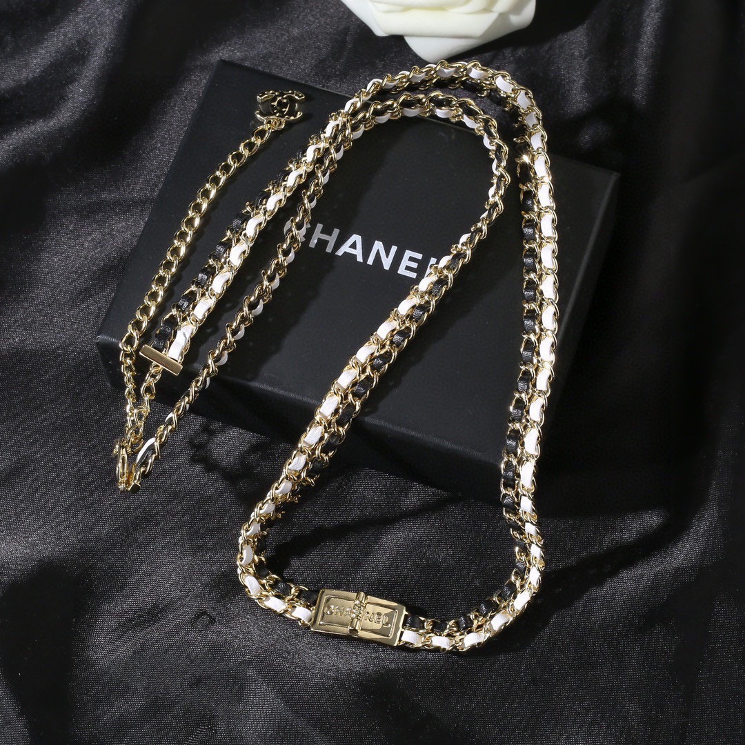 CCW092 Gold Metal and leather chain cc belt - ccjewelryacc