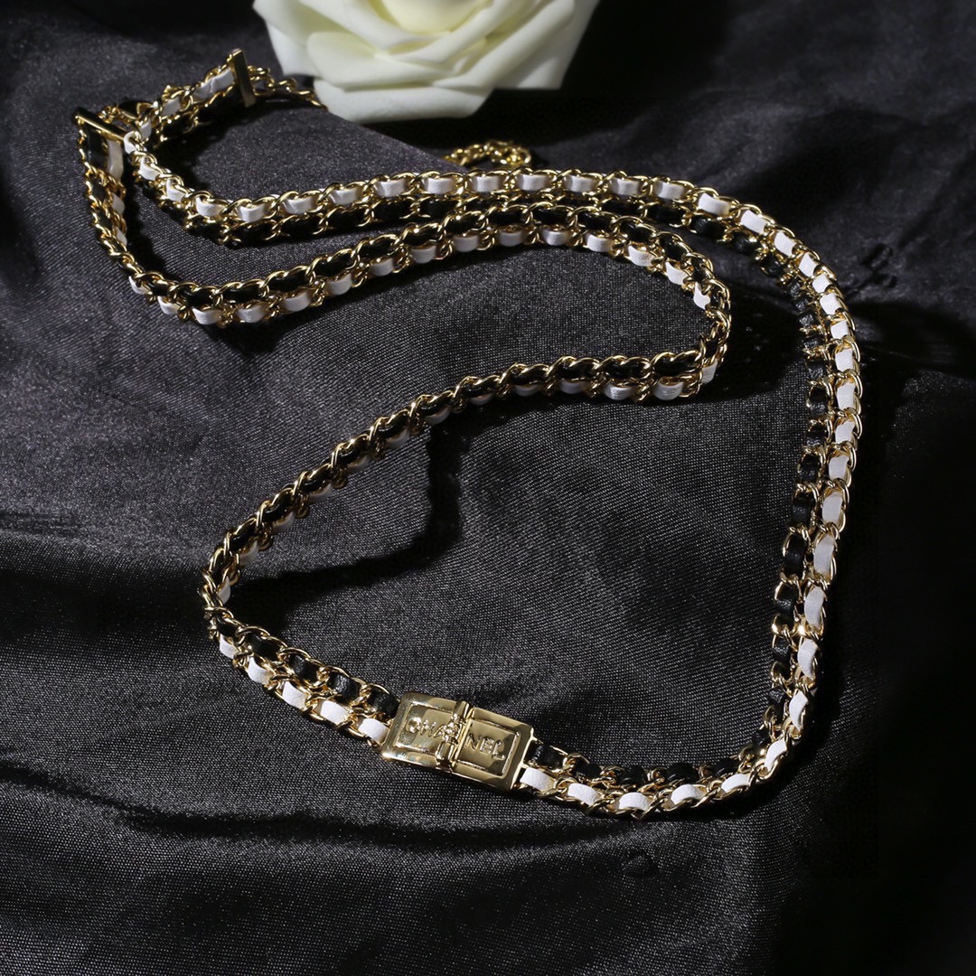 CCW092 Gold Metal and leather chain cc belt - ccjewelryacc