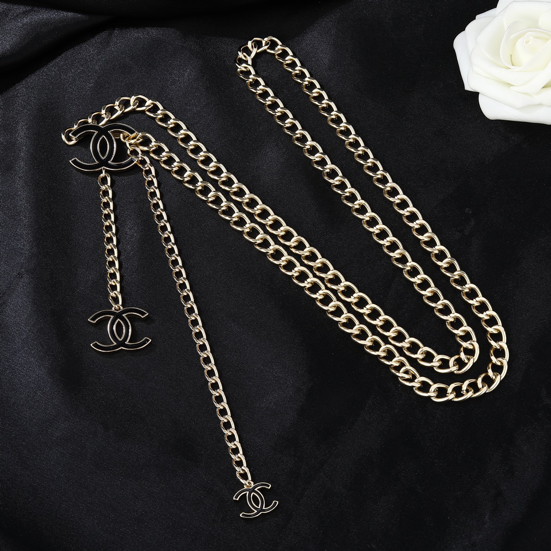 CCW001 Metal chain and enamel cc logo waist chain belt - ccjewelryacc