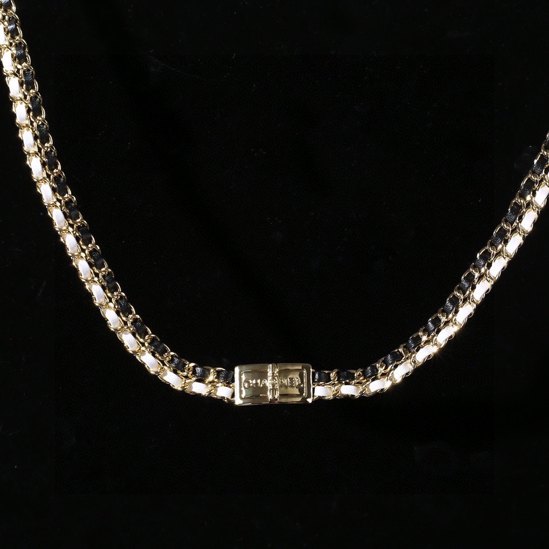 CCW092 Gold Metal and leather chain cc belt - ccjewelryacc