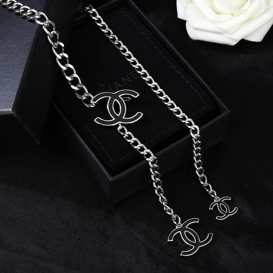 CCW001 Metal chain and enamel cc logo waist chain belt - ccjewelryacc