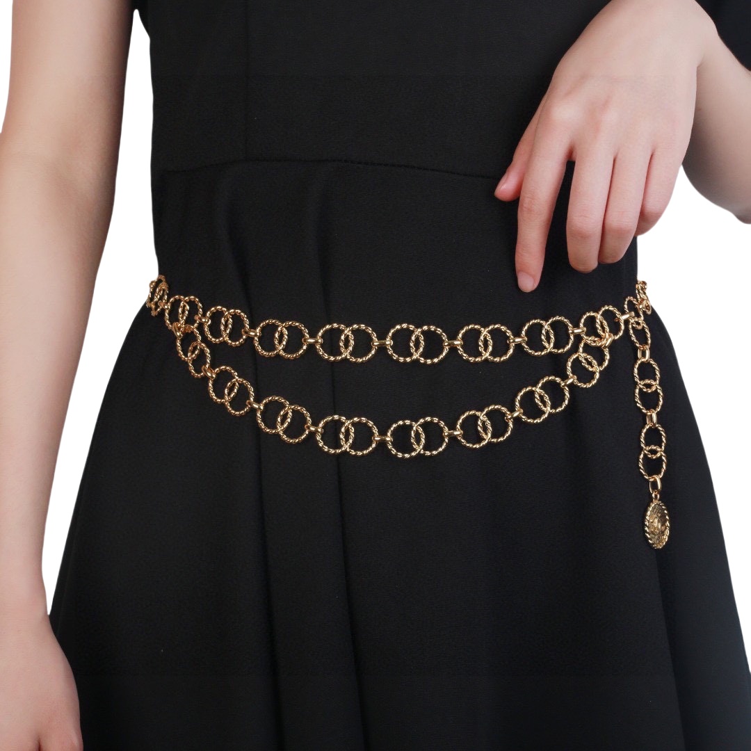 CCW084 vintage CC gold chain belt - ccjewelryacc