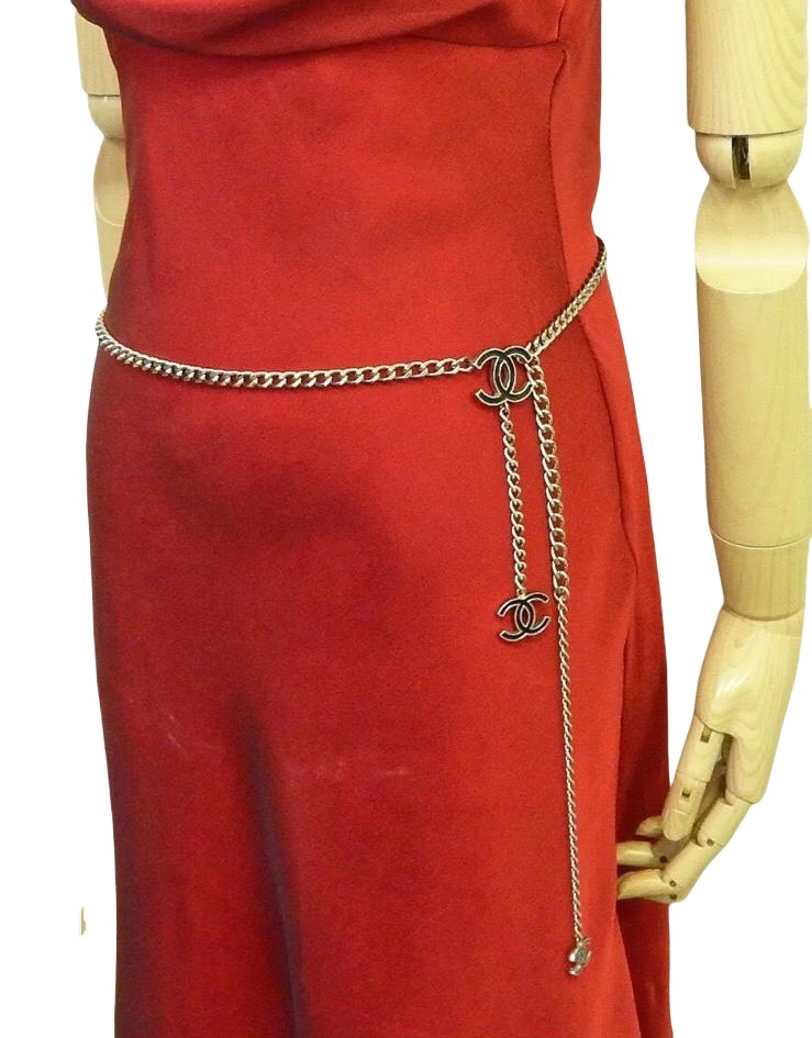 CCW001 Metal chain and enamel cc logo waist chain belt - ccjewelryacc