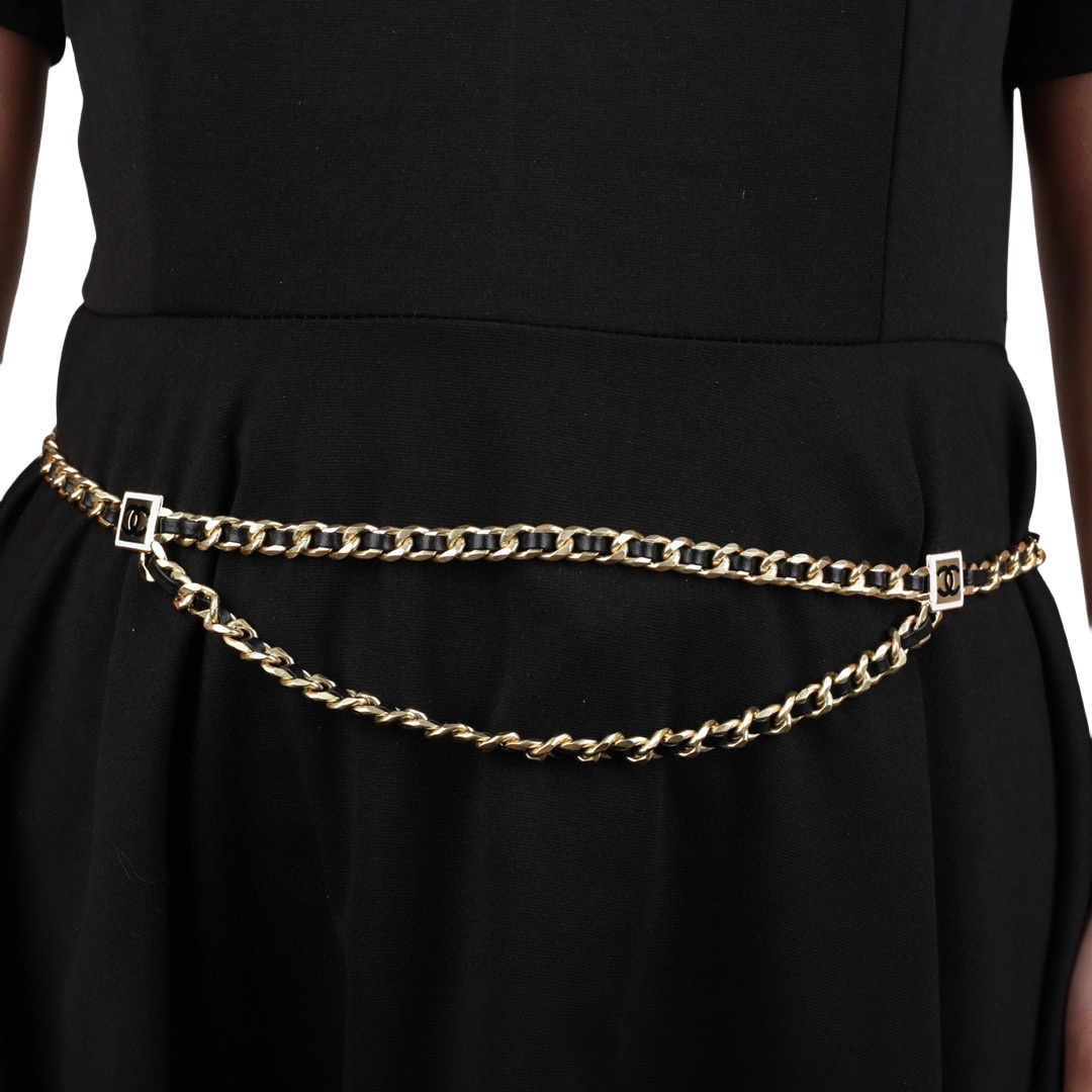 CCW023 CC logo metal and leather Waist chain belt - ccfashionjewelry