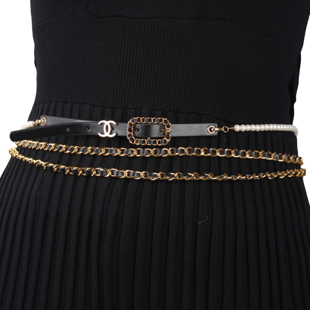 CCW135 CC belt with chain and pearls - ccjewelryacc