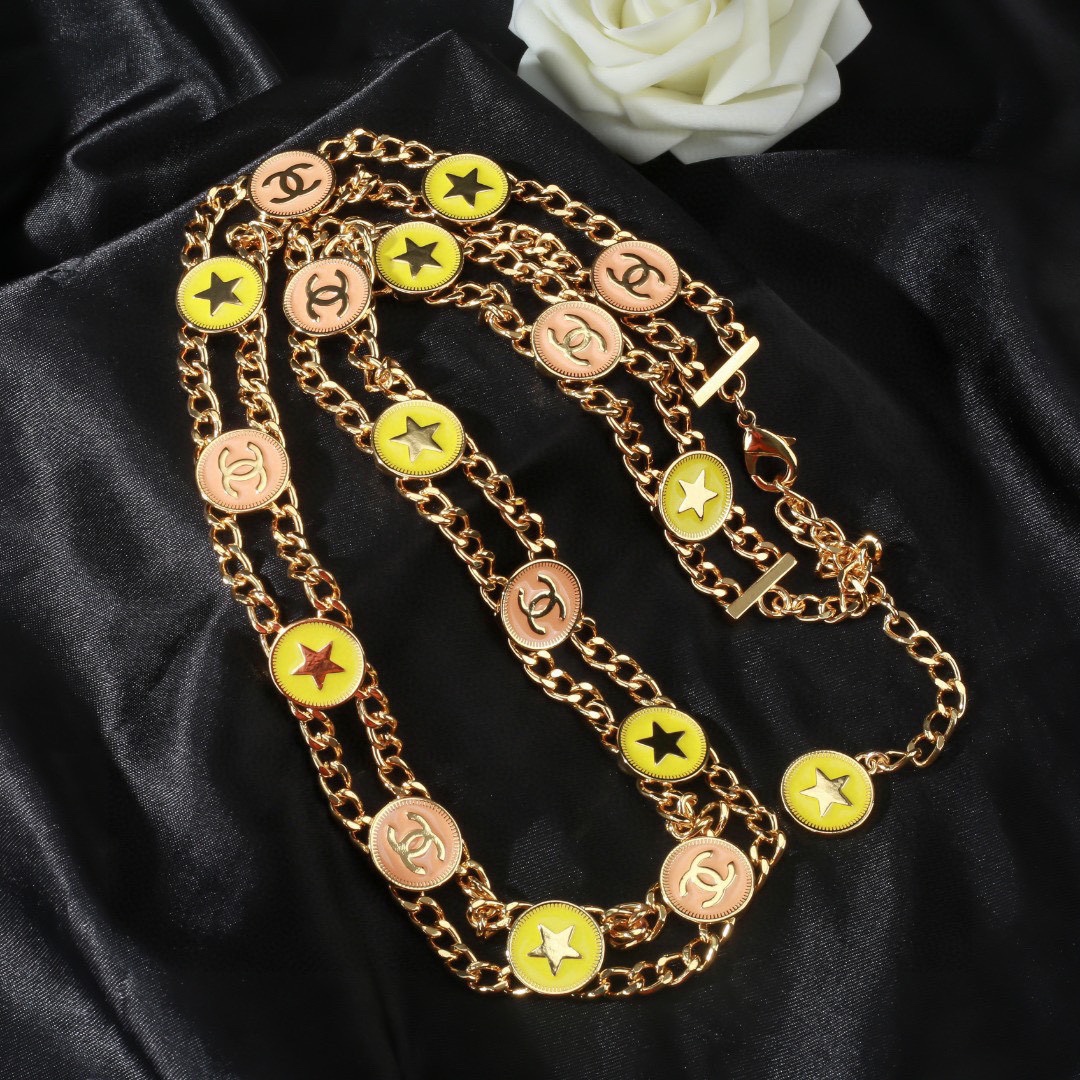 CCW132 Star and cc logo gold coin charms waist chain belt - ccjewelryacc