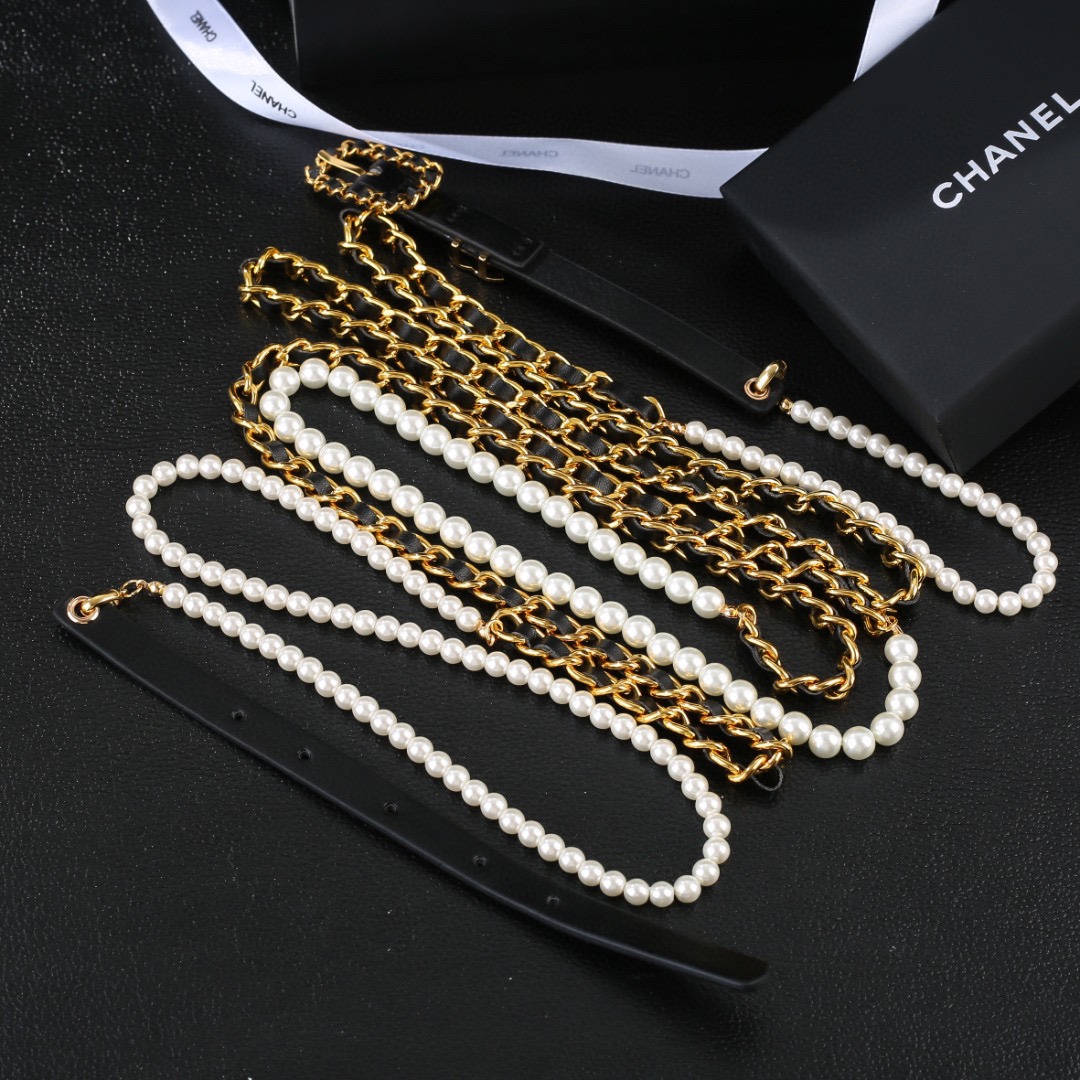 CCW135 CC belt with chain and pearls - ccjewelryacc