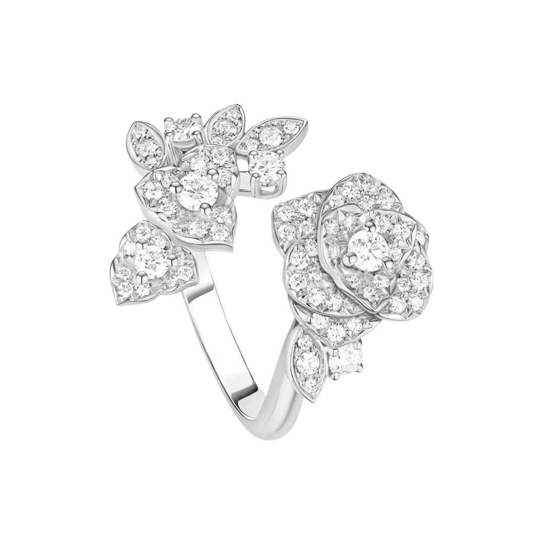 CCRS009 18k white gold and diamond BOUTON DE CAMELIA ring - ccfashionjewelry