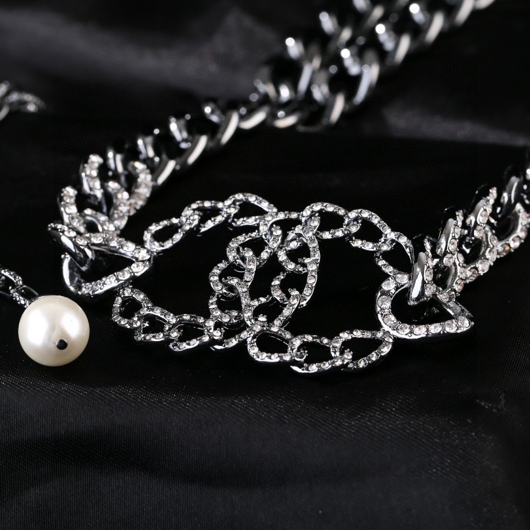 CCW137 Metal Black chain cc logo waist chain belt - ccjewelryacc