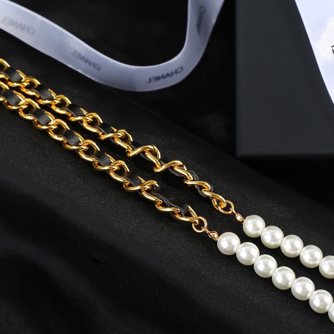 CCW135 CC belt with chain and pearls - ccjewelryacc