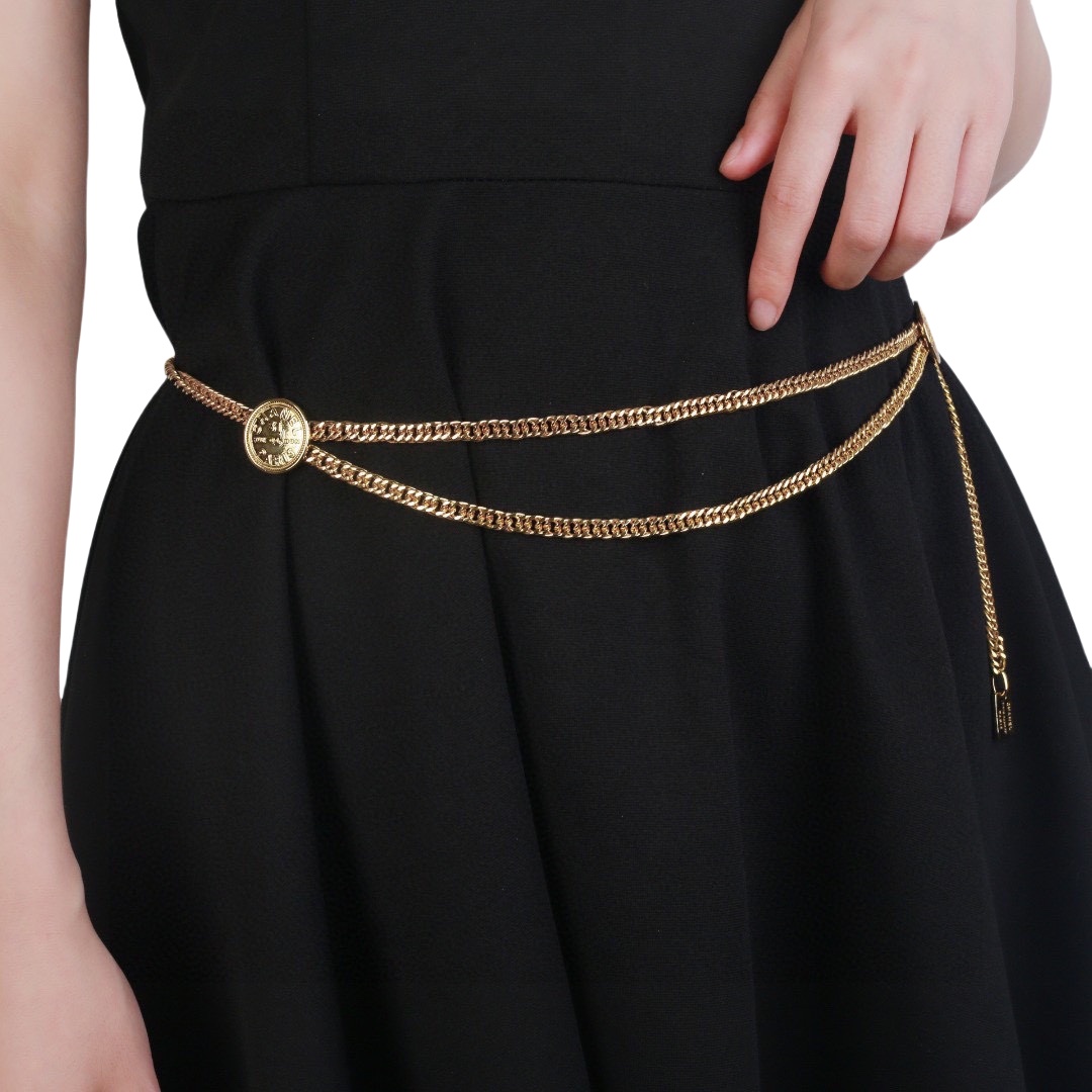CCW123 vintage cc logo gold chain belt - ccjewelryacc