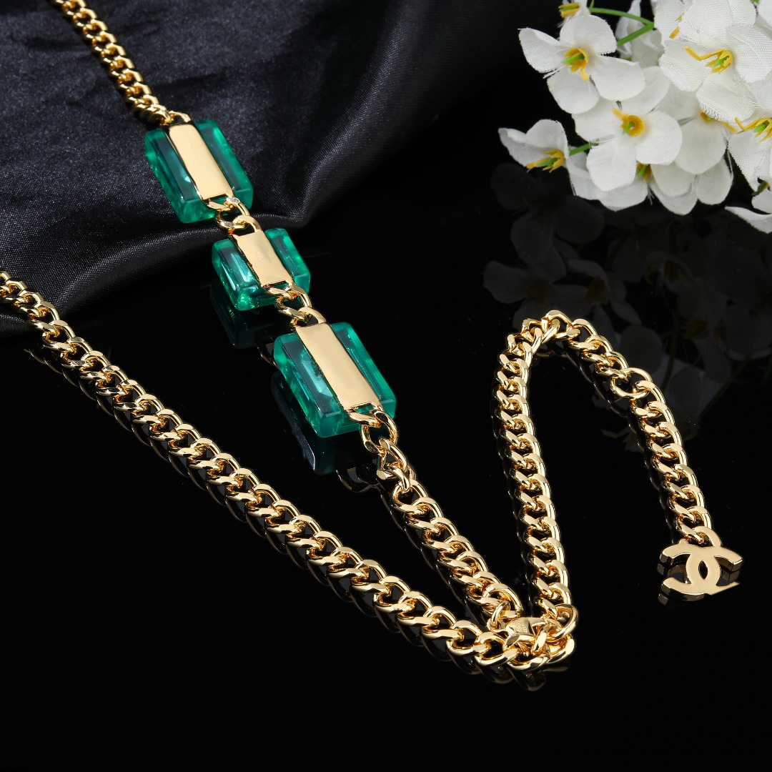 CCW139 Metal chain Acrylic cube cc logo waist chain belt - ccjewelryacc