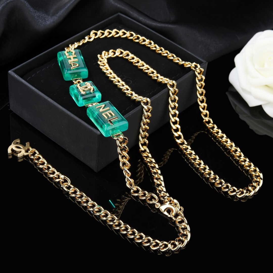 CCW139 Metal chain Acrylic cube cc logo waist chain belt - ccjewelryacc