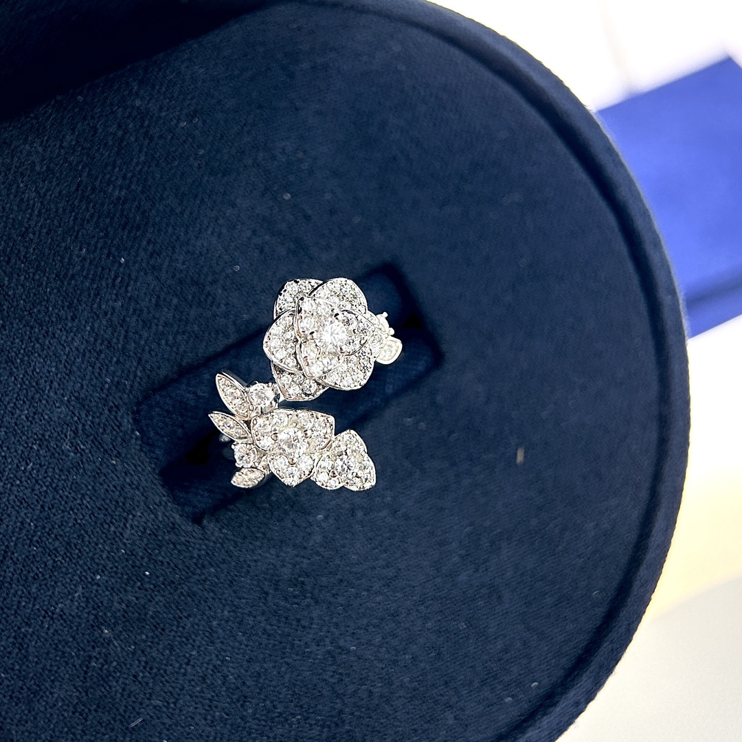 CCRS009 18k white gold and diamond BOUTON DE CAMELIA ring - ccjewelryacc