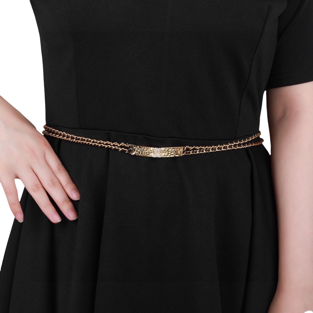 CCW134 Metal and leather cc chain belt - ccjewelryacc