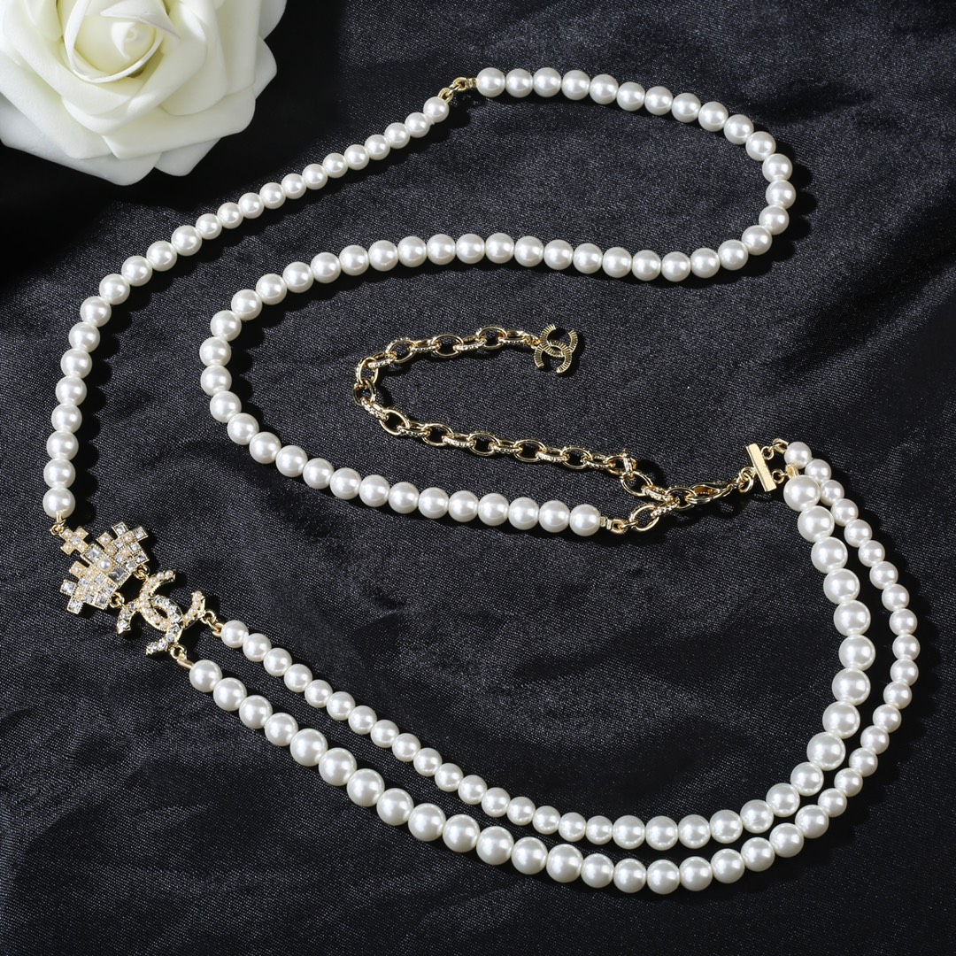 CCW120 CC pearl chain belt - ccjewelryacc