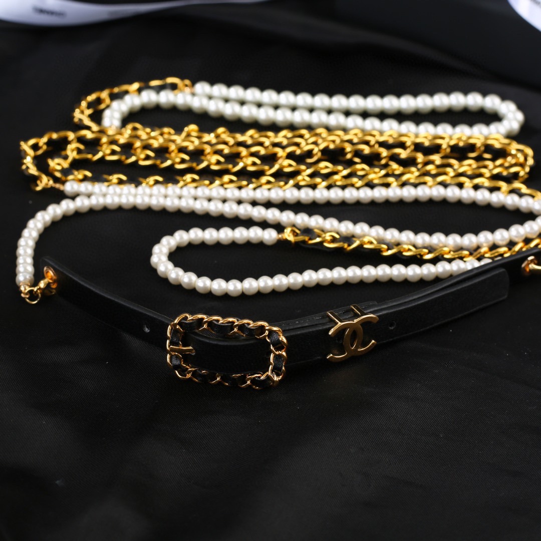 CCW135 CC belt with chain and pearls - ccjewelryacc