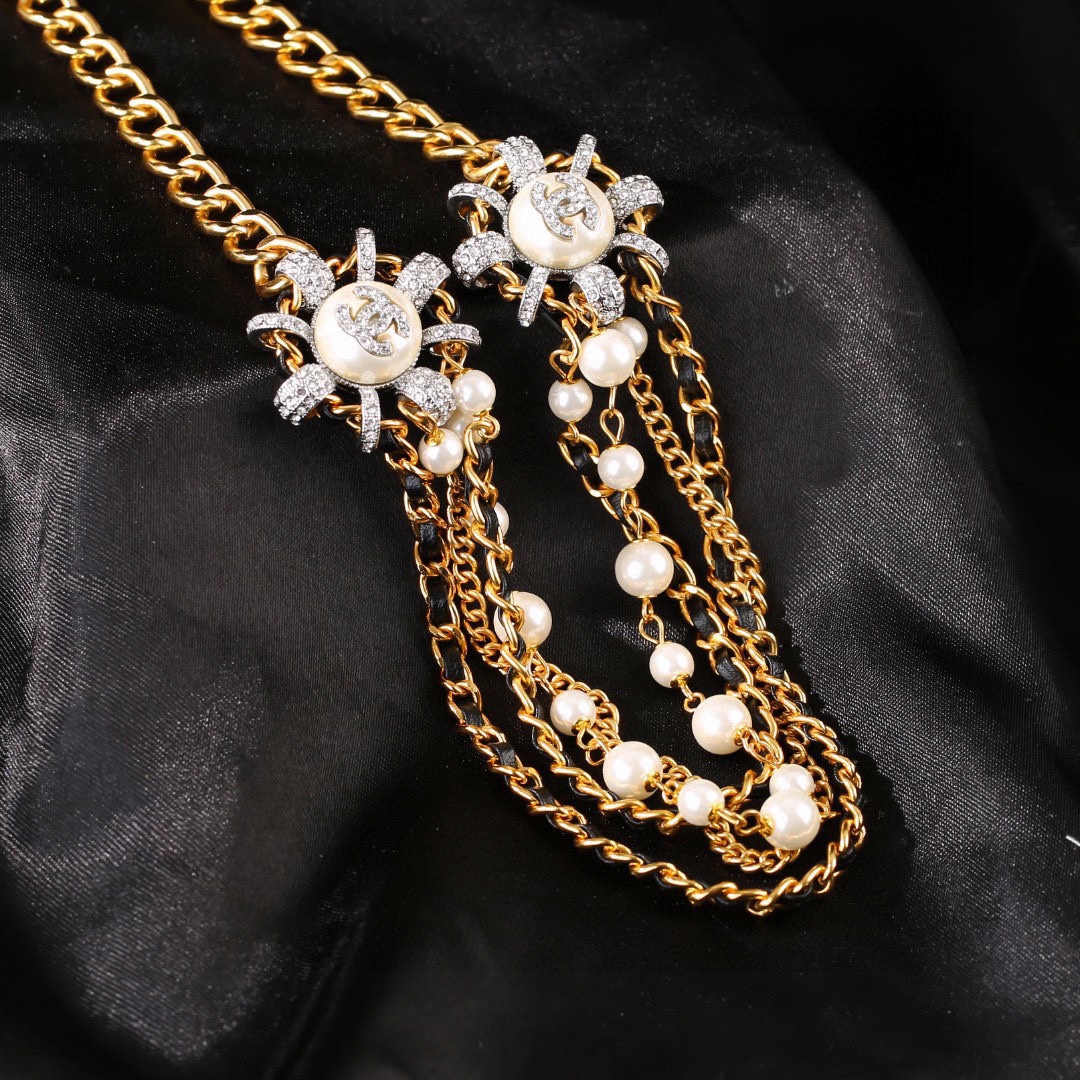 CCW020 Metal and leather pearl CC Waist chain - ccjewelryacc