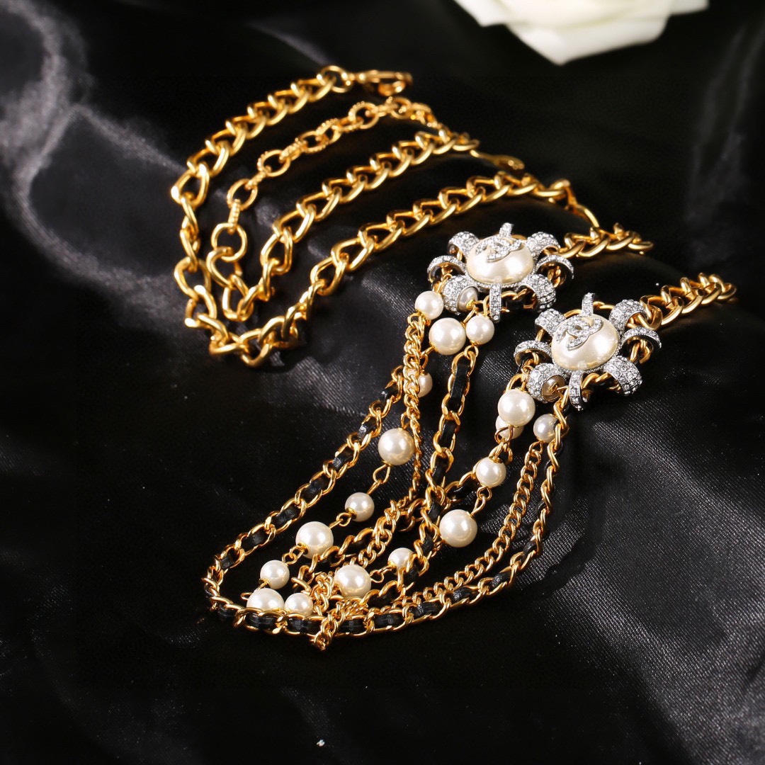 CCW020 Metal and leather pearl CC Waist chain - ccjewelryacc