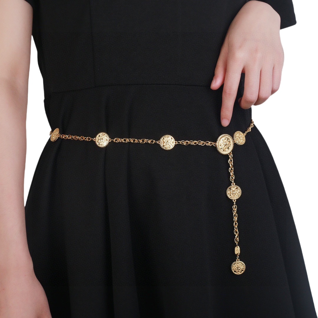 CCW128 vintage gold charm waist chain belt - ccjewelryacc
