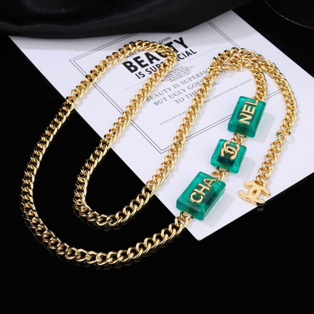 CCW139 Metal chain Acrylic cube cc logo waist chain belt - ccjewelryacc