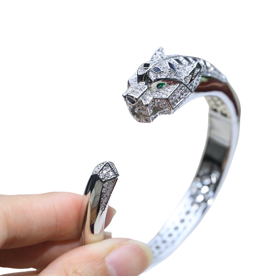 CTSV012 18k Gold full diamond leopard bracelet - ccjewelryacc